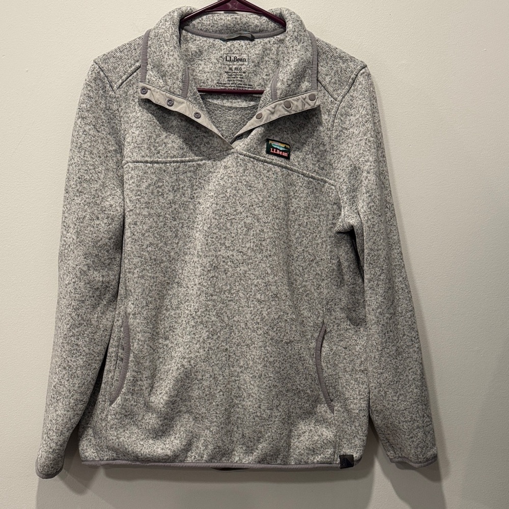 L.L. Bean Heather Gray Fleece Pullover